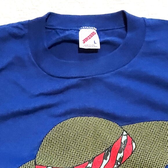 Betty Boop T-Shirt 1995 Blue Sun Hat Pudgy Bimbo Cartoon Jerzees USA Large VTG - Picture 9 of 11